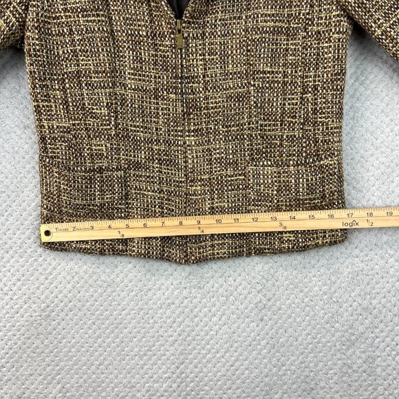 Jones New York Signature Womens Boucle Tweed Blazer Tan Brown Classic Petite Sma - Picture 12 of 16